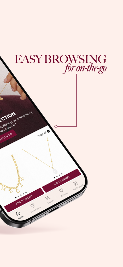 BOHOMOON - BOHOMOON mobile app interface showing gold necklaces and easy browsing feature
