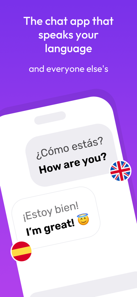 Entiendo - Multilingual Chat - Interface de l'application Entiendo montrant la traduction de chat en temps réel entre l'espagnol et l'anglais