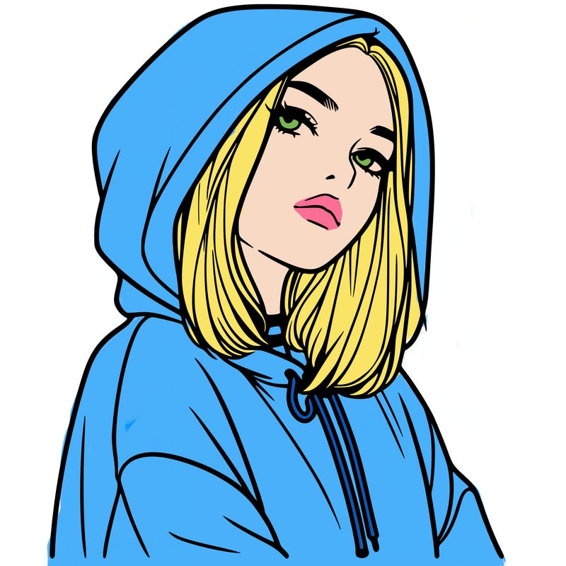 a realistic girl in a hoodie