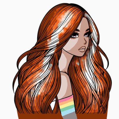 realistic girl with long realistic hair