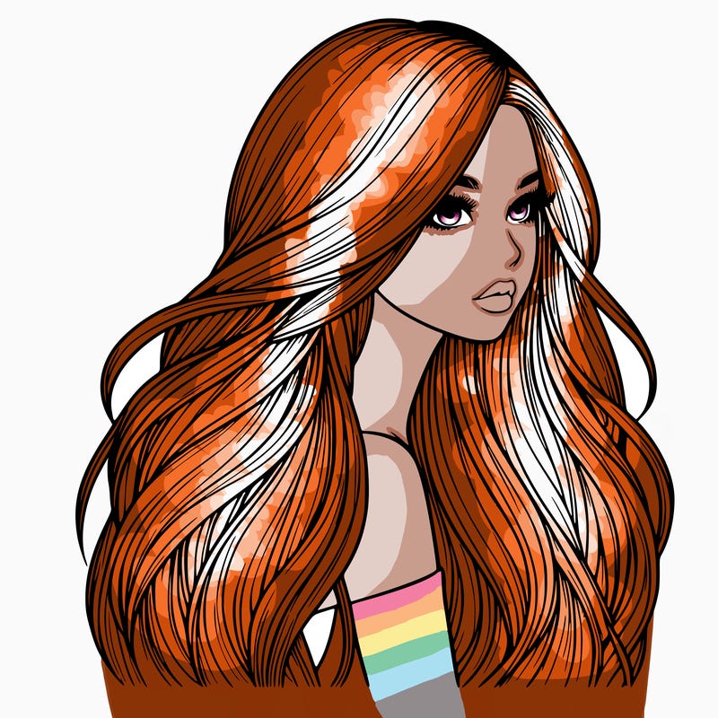 realistic girl with long realistic hair