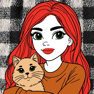 young woman with cat