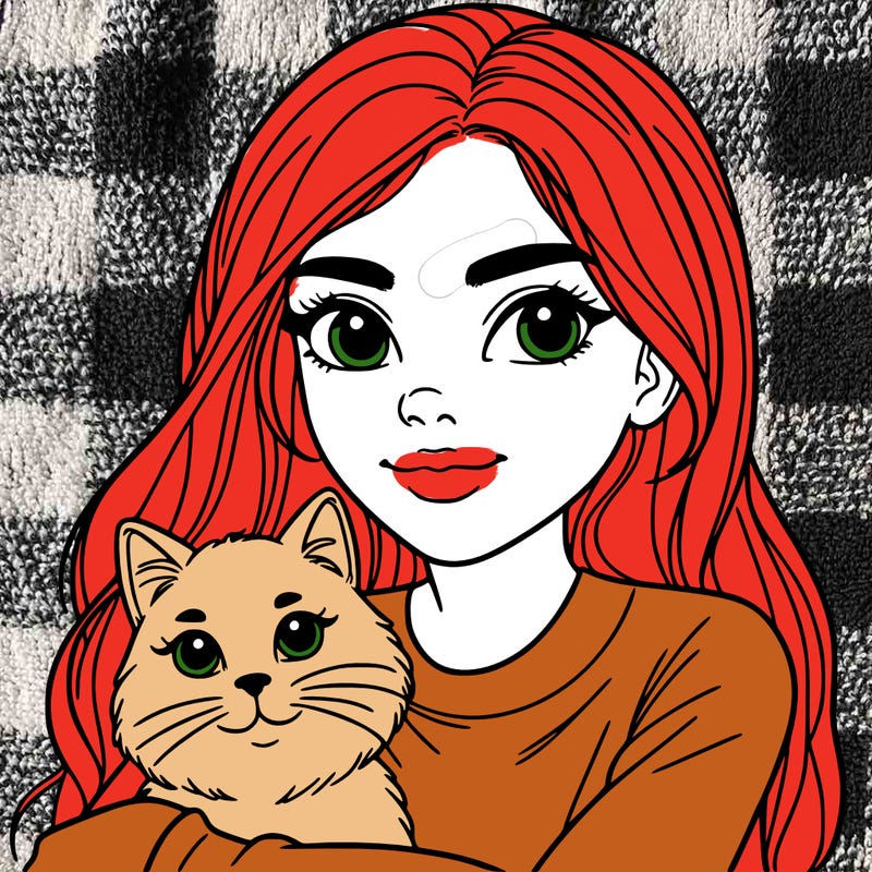 young woman with cat