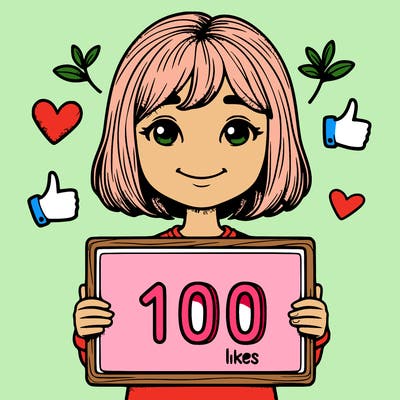 realistic girl holding sign 100 likes