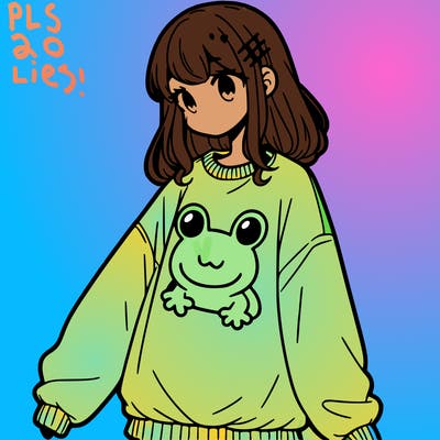 girl wearing frogging sweatshirt