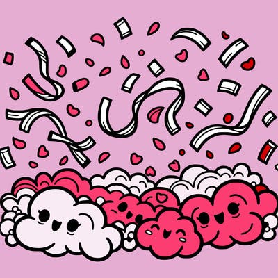 some confetti in air