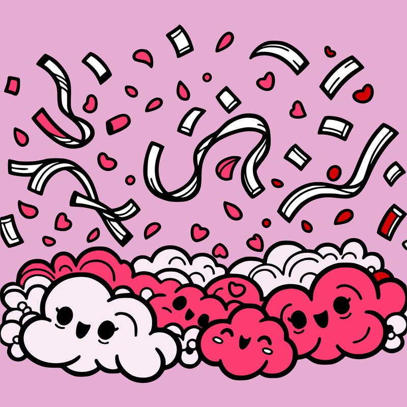 some confetti in air