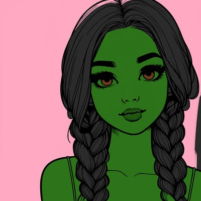 realistic girl with braids