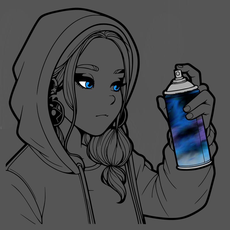 a realistic girl, spray painting
