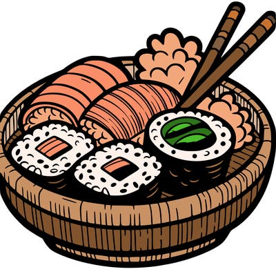 a small platter of sushi