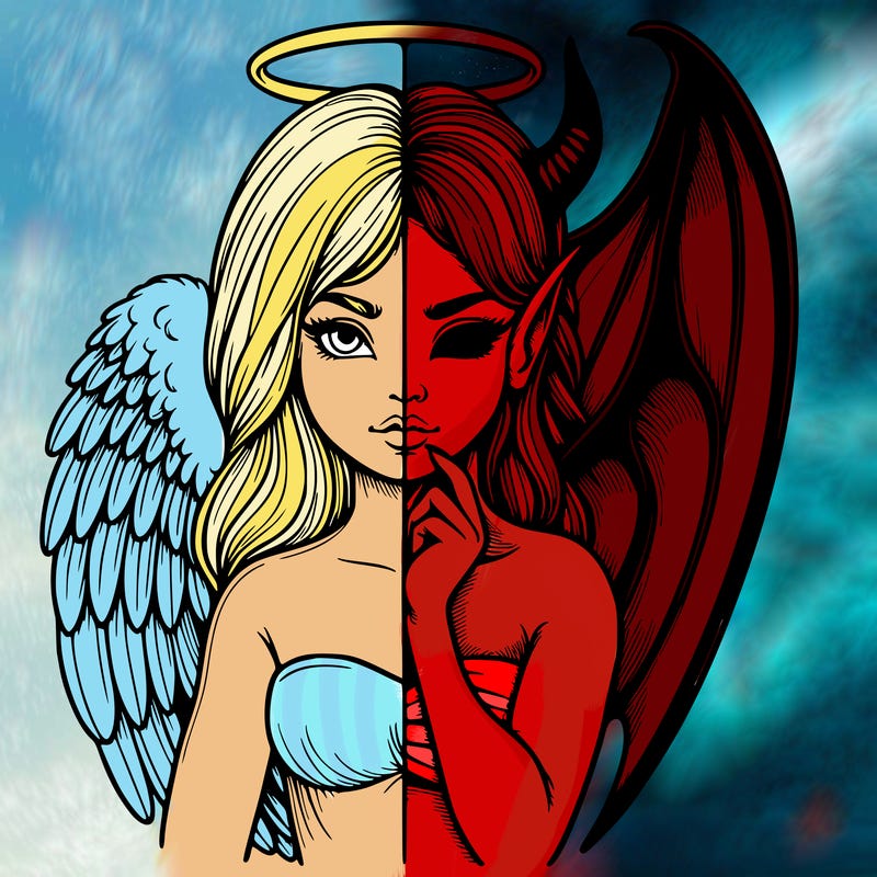 realistic angel half demon