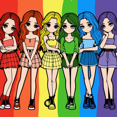 a group of girls realistic