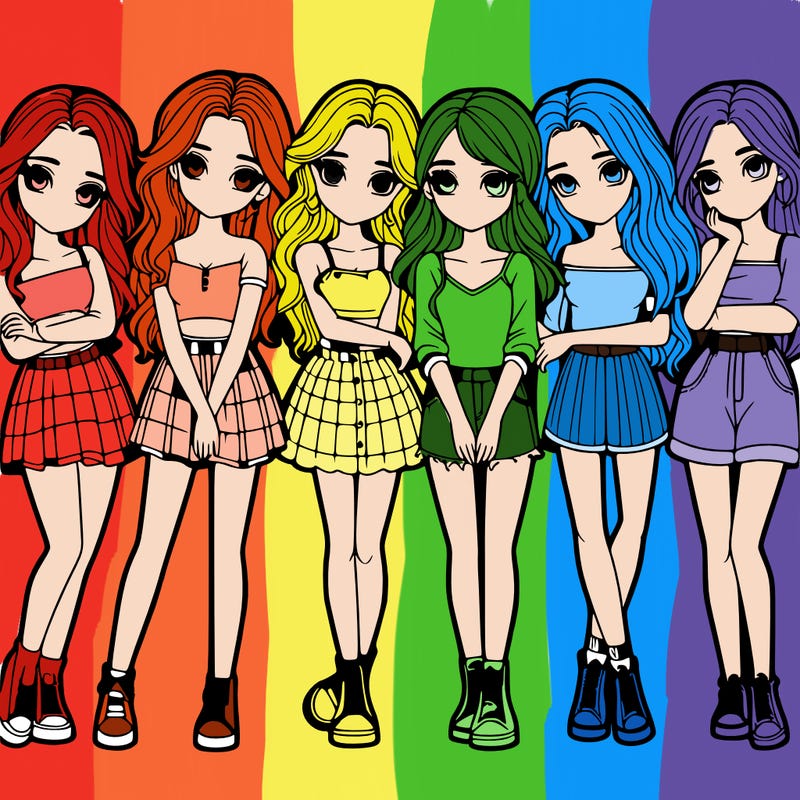 a group of girls realistic