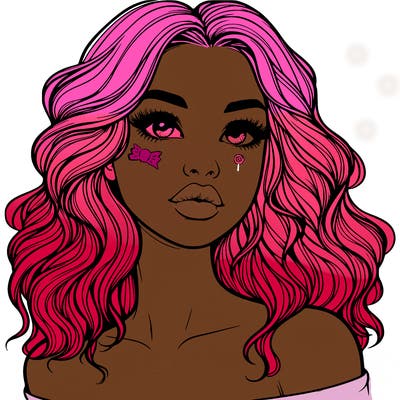 realistic girl with wavy hair and lips