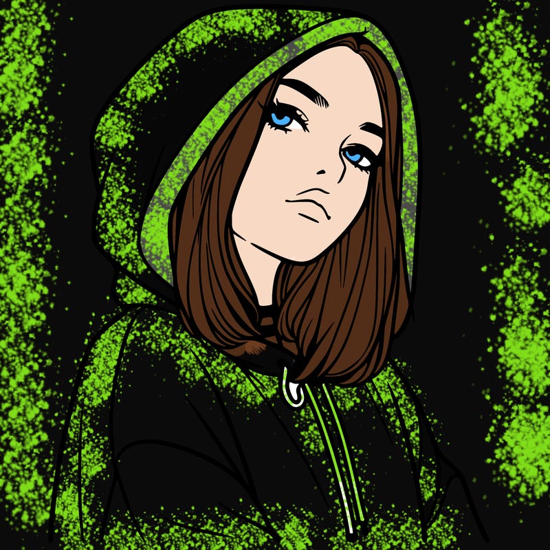 a realistic girl in a hoodie