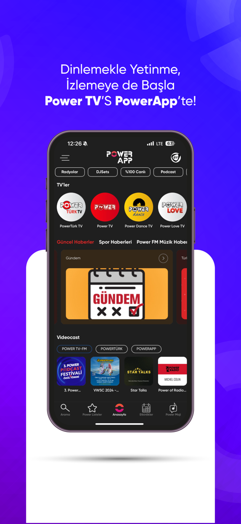 PowerApp: Radio, Podcast, DJ - ライブTVチャンネル、ラジオ局、ポッドキャストを特集したPowerAppのホーム画面