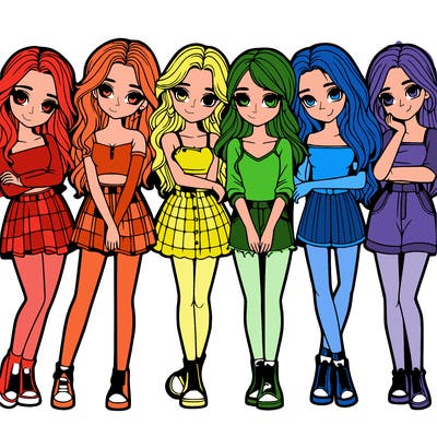 a group of girls realistic