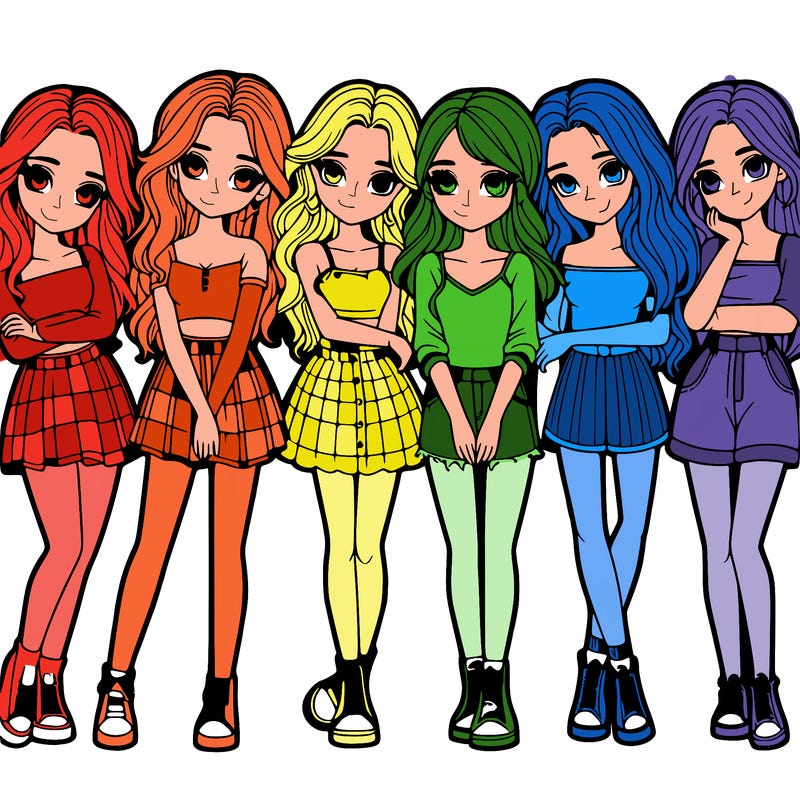 a group of girls realistic