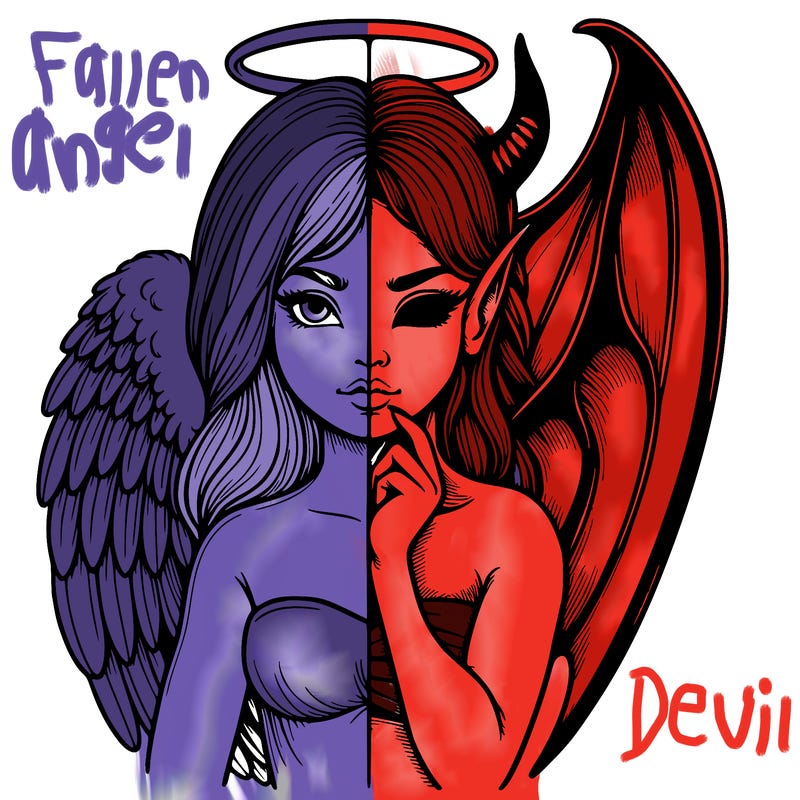 realistic angel half demon