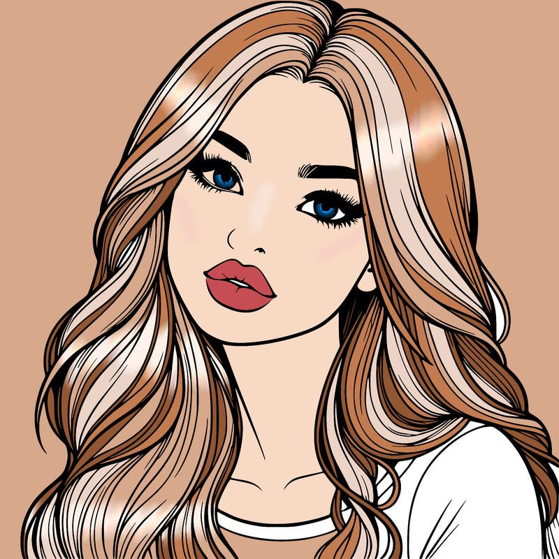 realistic girl with hair on her hair and lips