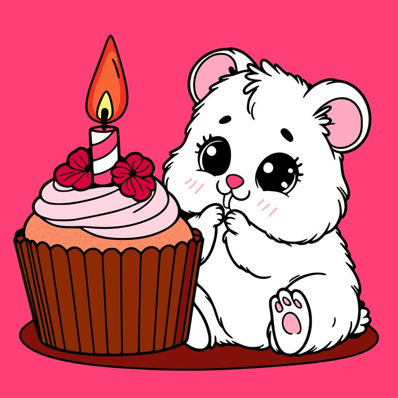 hamster on a cupcake