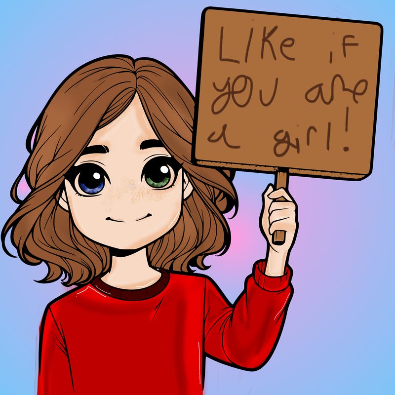 realistic girl holding up a sign