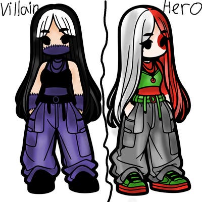 girl in baggy pants crop top and long hair