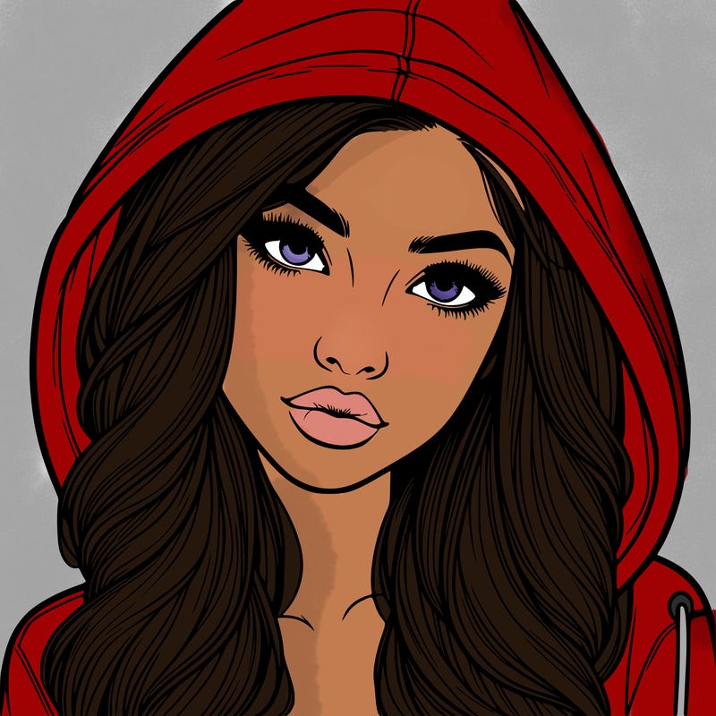realistic beautiful girl with a hood on