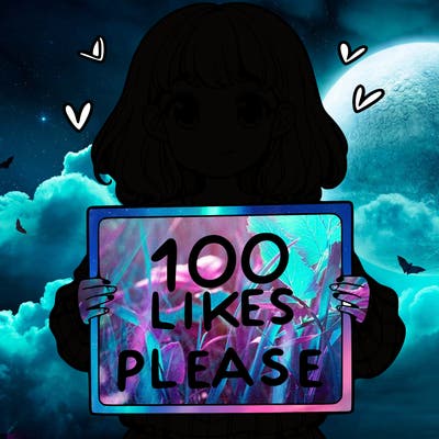 a girl holding a sign saying 100 likes please