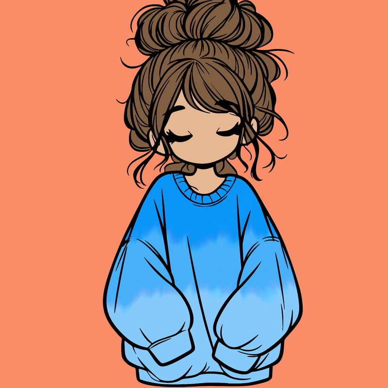 girl with baggy sweatshirt and messy bun