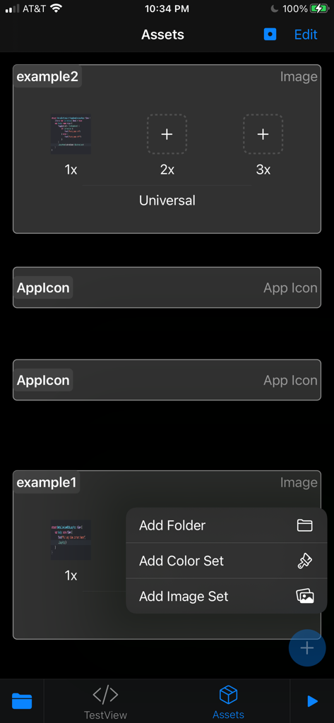 App Maker Professional - Interface de gestion des actifs et des icônes de l'application dans App Maker Professional.