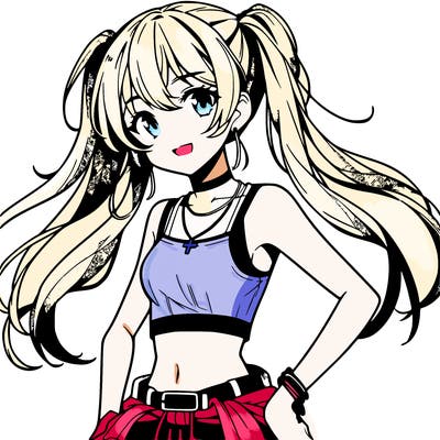 anime girl wearing crop top