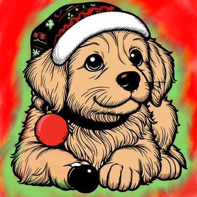 realistic christmas dog