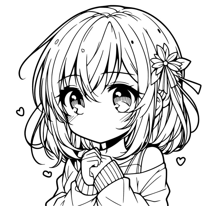 shy anime girl in love