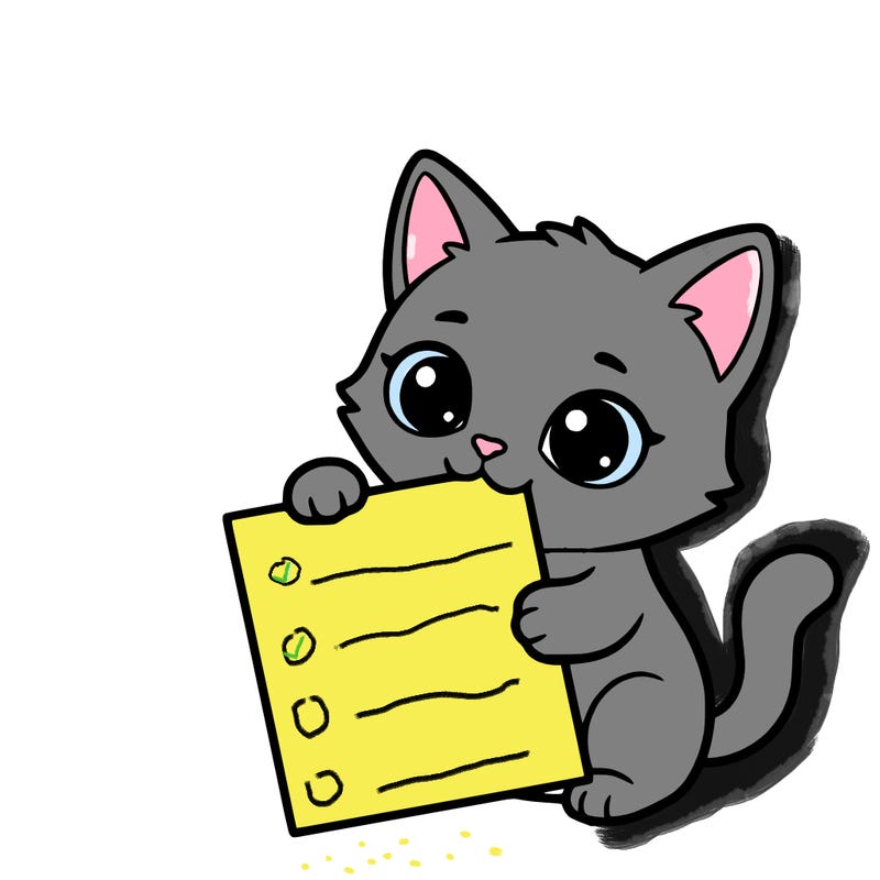 a small cat with a blank sheet of paper in its hand. the cat is sooooooo cute!