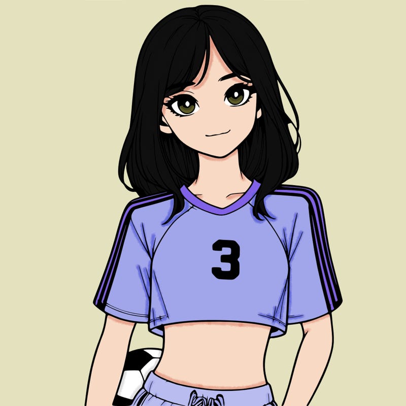 realistic girl wearing soccer jersey