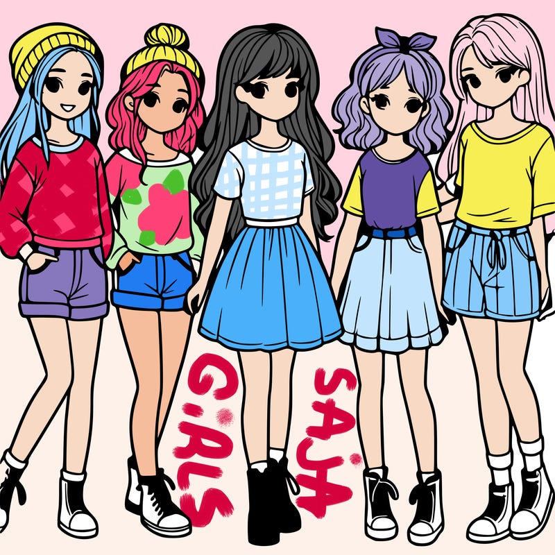 a group of five girls