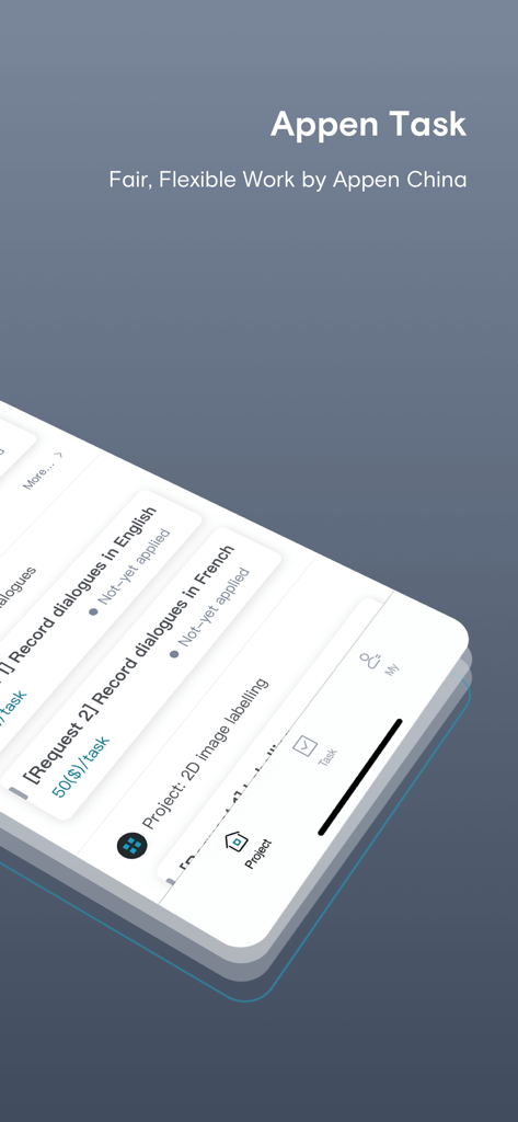 Appen Task - Appen Task mobile app interface displaying micro-tasks for data collection and AI labeling