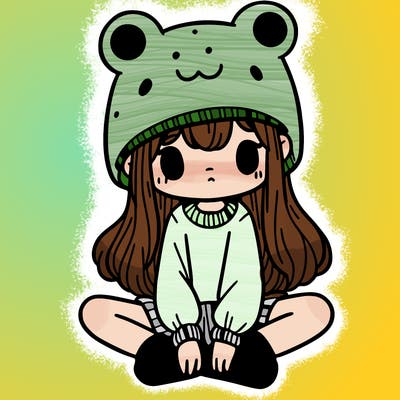 a girl wearing a frog hat and some frog socks