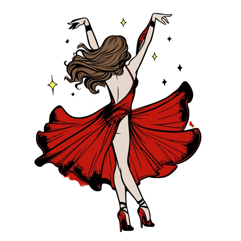 dancer dancing with a shimmery costume on realistic