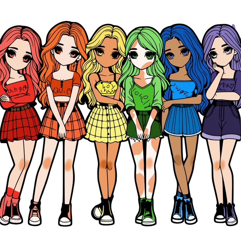 a group of girls realistic