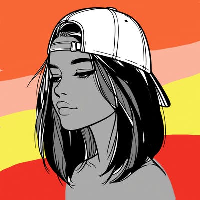 realistic  girl with a backwards hat