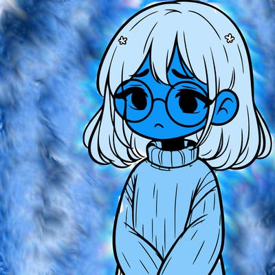 sad girl with glasses in a sweater