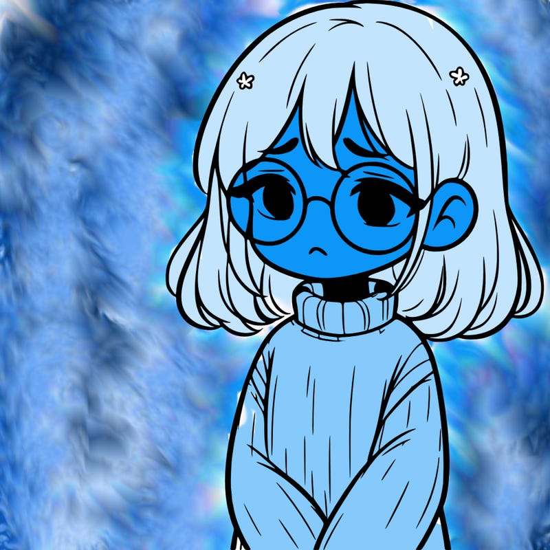 sad girl with glasses in a sweater
