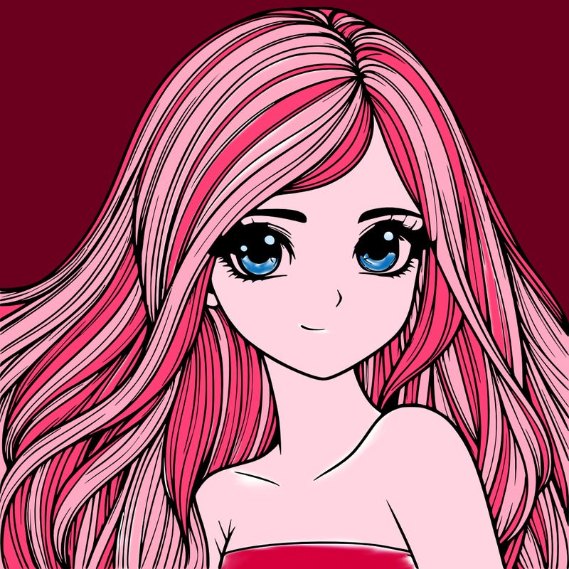 realistic girl pretty long hair