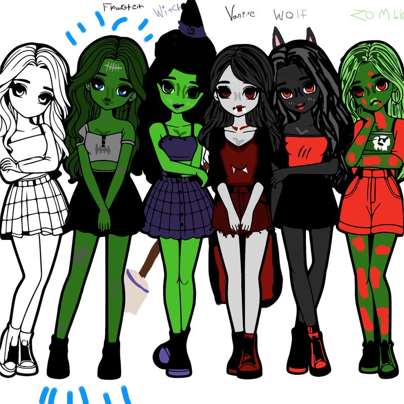 a group of girls realistic