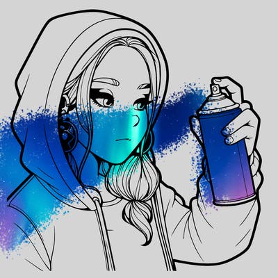 a realistic girl, spray painting