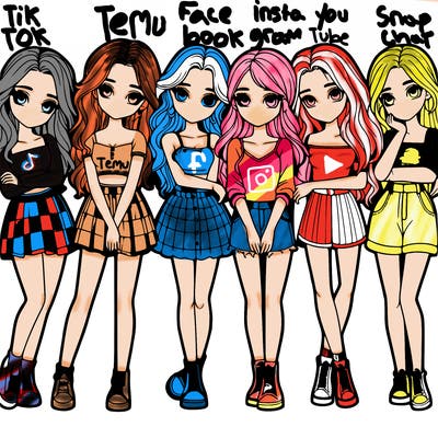 a group of girls realistic