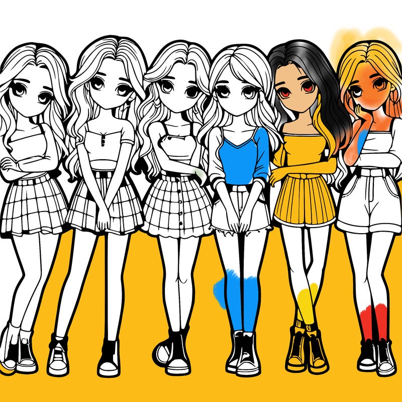 a group of girls realistic