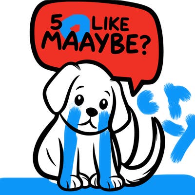 a puppy that says 5 like maybe